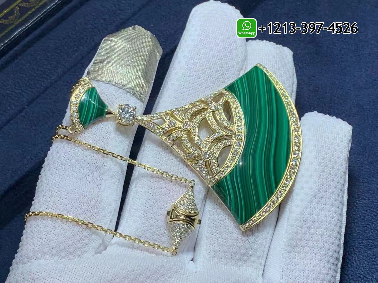 002fipakt5b Best Sellers 1:1 Quality Cheap Custom Made Bulgari Divas’ Dream 18K Yellow Gold Malachite and Diamonds Large Pendant Necklace - High Quality 18k Gold and Diamond Luxury Distinctive Collection Designer Jewelry Customized Factory Price - Image 10