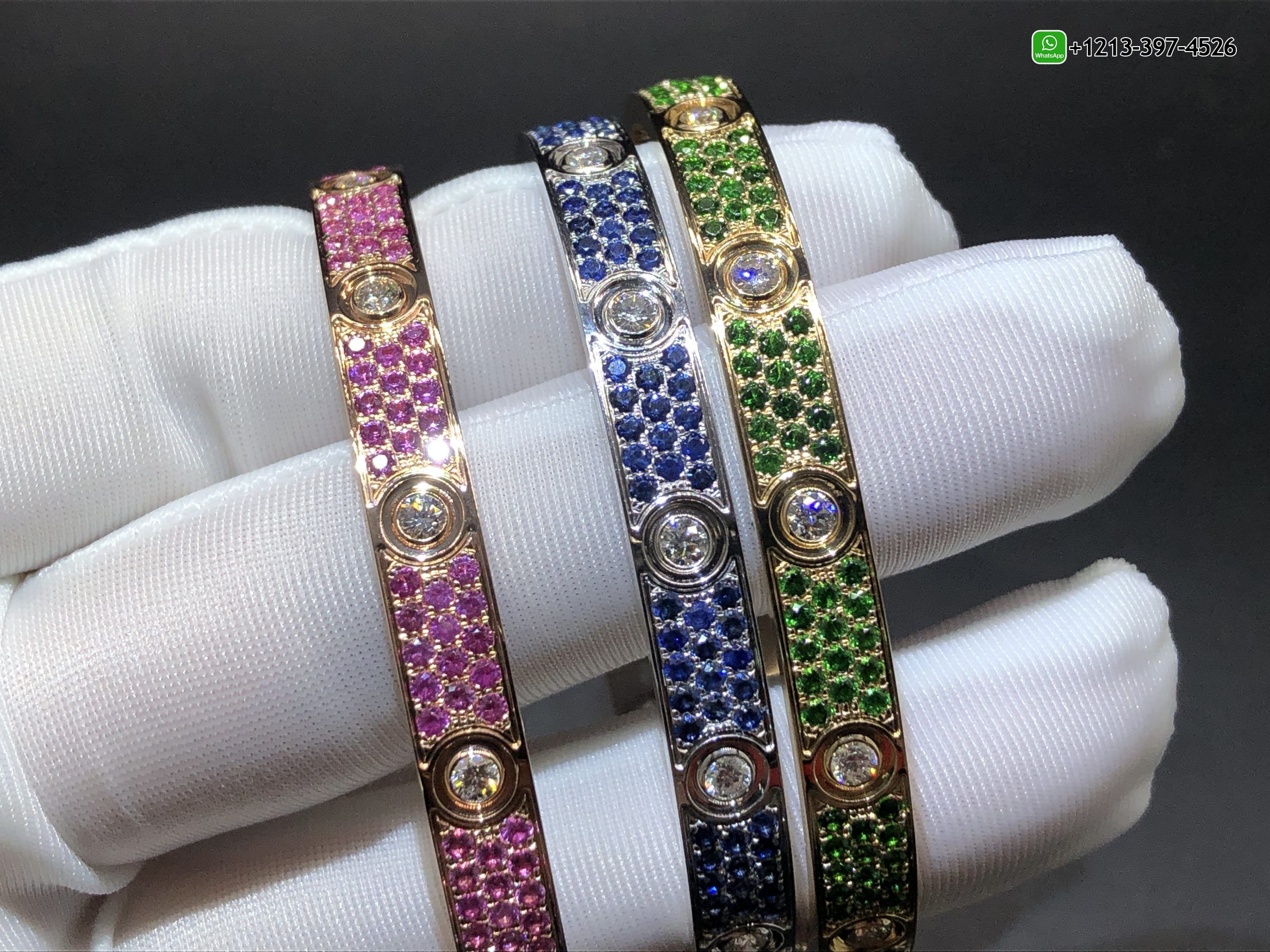 013t5a2egma Cartier Love Blue Sapphire Paved and 10 Diamonds Single-screw Closure Classic Model 18k White Gold Bracelet - High Quality 18k Gold and Diamond Luxury Distinctive Collection Designer Jewelry Customized Factory Price - Image 7