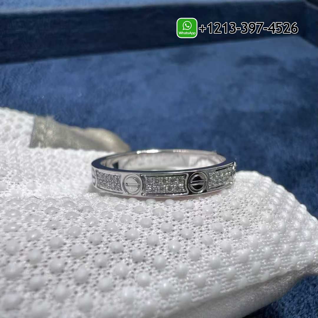 0155lpa0v33 Custom Made Best Sellers Quality 1:1 Cartier LOVE 18k White Gold Diamond-paved 2.6MM Band Small Model Ring - High Quality 18k Gold and Diamond Luxury Distinctive Collection Designer Jewelry Customized Factory Price - Image 5