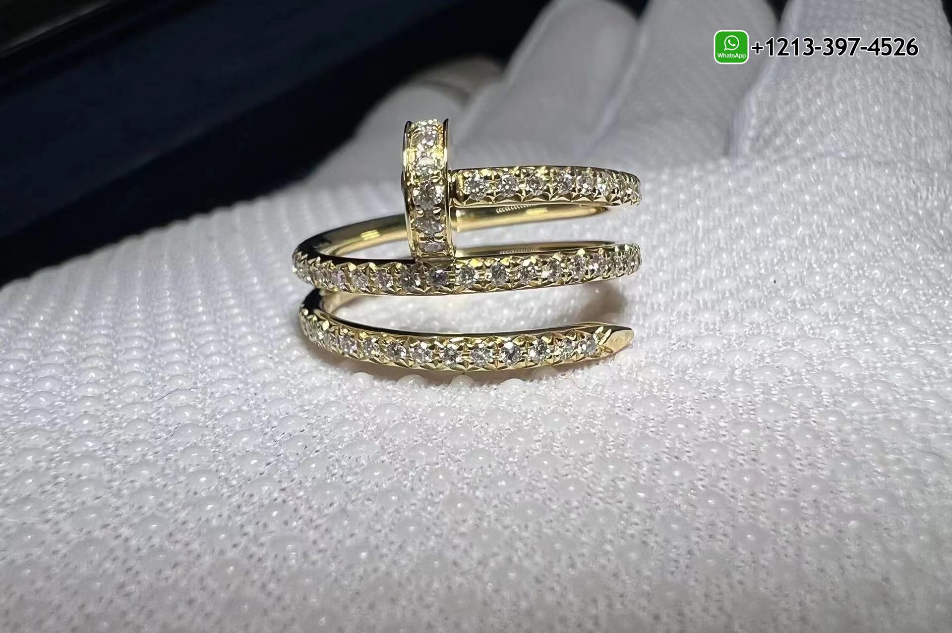 01icdl31pij Cheap Cartier Juste un Clou Double Nail 18K Yellow Gold Pavé Diamond Ring Replica - High Quality 18k Gold and Diamond Luxury Distinctive Collection Designer Jewelry Customized Factory Price - Image 7