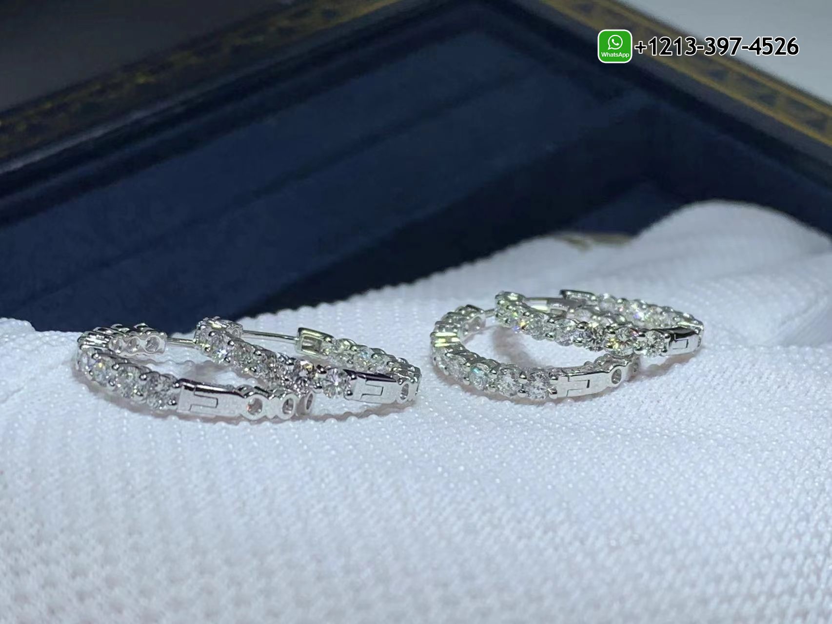01qhdold3ih Best Sellers 1:1 Quality Cheap Tiffany 18k White Gold Medium Diamond Hoop Earrings - High Quality 18k Gold and Diamond Luxury Distinctive Collection Designer Jewelry Customized Factory Price - Image 4