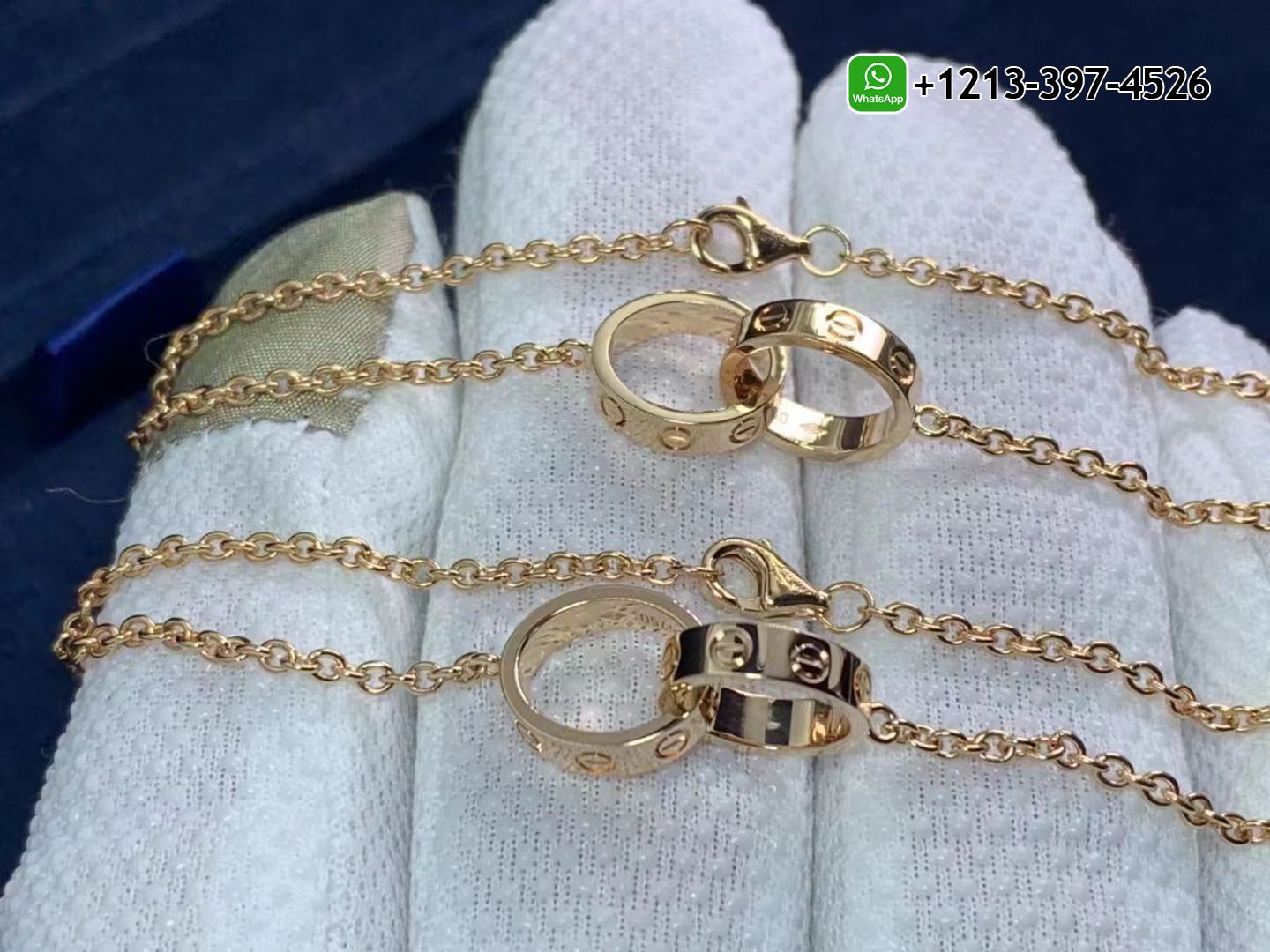 01qobnksuyy Custom Made Best Quality 1:1 Cartier 18k Rose Gold Love 2 Hoops Gold Chain Bracelet - High Quality 18k Gold and Diamond Luxury Distinctive Collection Designer Jewelry Customized Factory Price - Image 3
