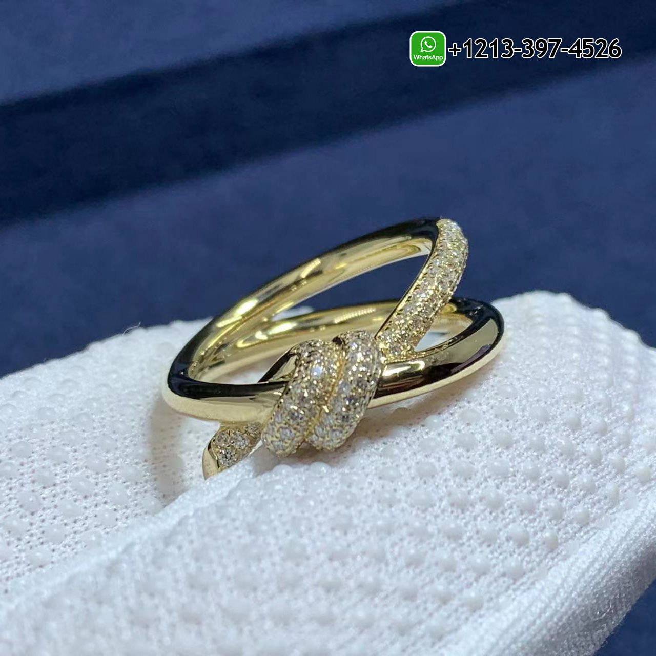 Custom Made Best Sellers Quality 1:1 Tiffany 18K Yellow Gold Diamond Double Row Knot Ring - High Quality 18k Gold and Diamond Luxury Distinctive Collection Designer Jewelry Customized Factory Price 02m4ots4wkc