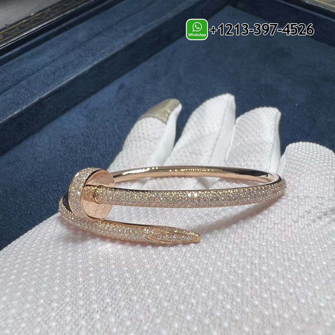 02met1k33g4 Custom Made Cheap 1:1 High Quality Cartier Juste un Clou 18k Rose Gold Pave Diamond Classic Nail Bracelet - High Quality 18k Gold and Diamond Luxury Distinctive Collection Designer Jewelry Customized Factory Price - Image 7