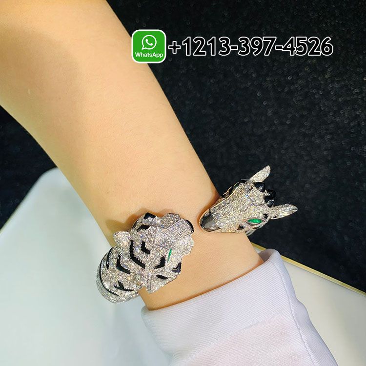 030opkkjo50 Highest Quality Cartier 18k White Gold Pave Diamonds Onyx Indomptables de Cartier Tiger and Giraffe Bracelet - High Quality 18k Gold and Diamond Luxury Distinctive Collection Designer Jewelry Customized Factory Price - Image 9