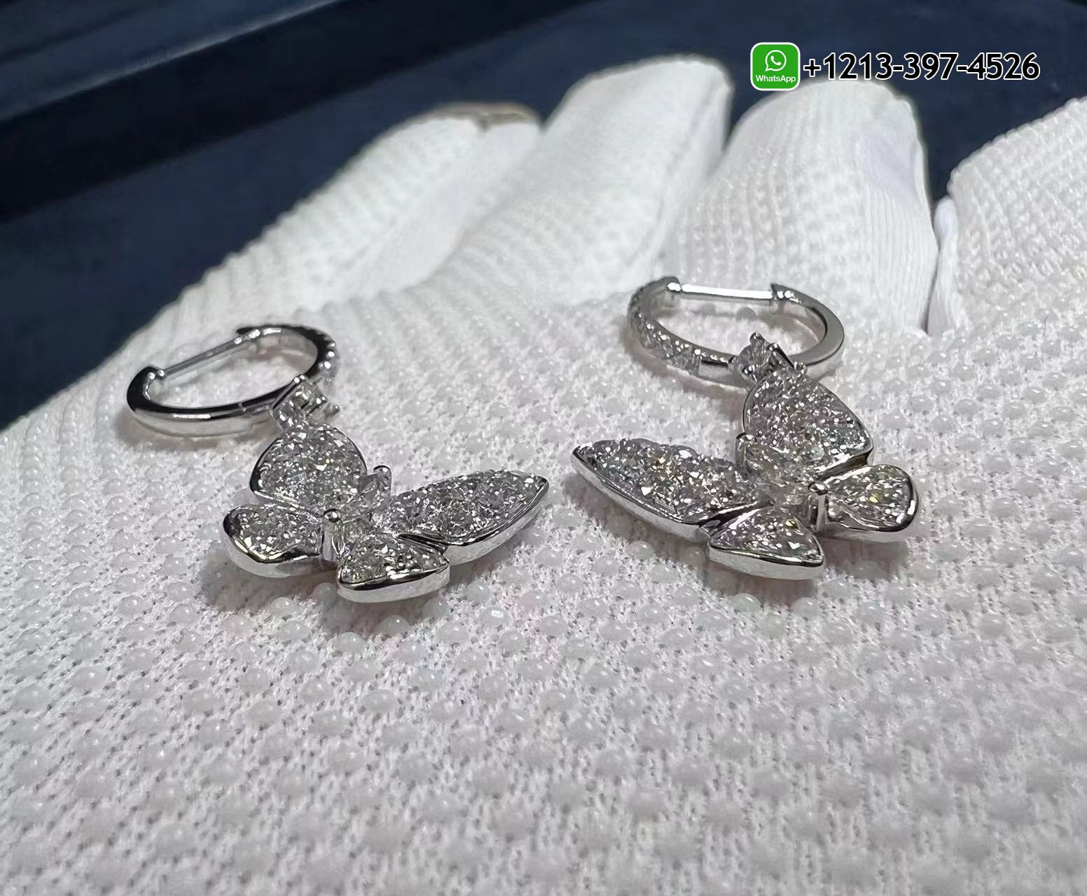 0a21olns4ig Custom Made Best Sellers Quality 1:1 Copy Graff Pavé Butterfly 18K White Gold Diamond Drop Earrings - High Quality 18k Gold and Diamond Luxury Distinctive Collection Designer Jewelry Customized Factory Price - Image 8