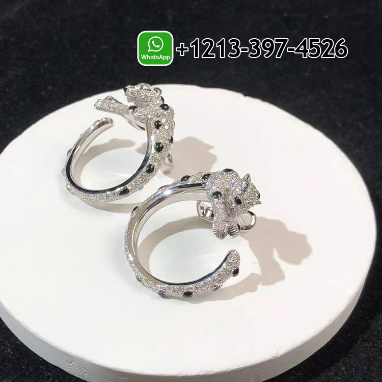 0eqbmiviukr Custom Made Best Quality 1:1 Cheap Cartier 18k White Gold Pave Diamond Panthère de Cartier Earrings - High Quality 18k Gold and Diamond Luxury Distinctive Collection Designer Jewelry Customized Factory Price - Image 4