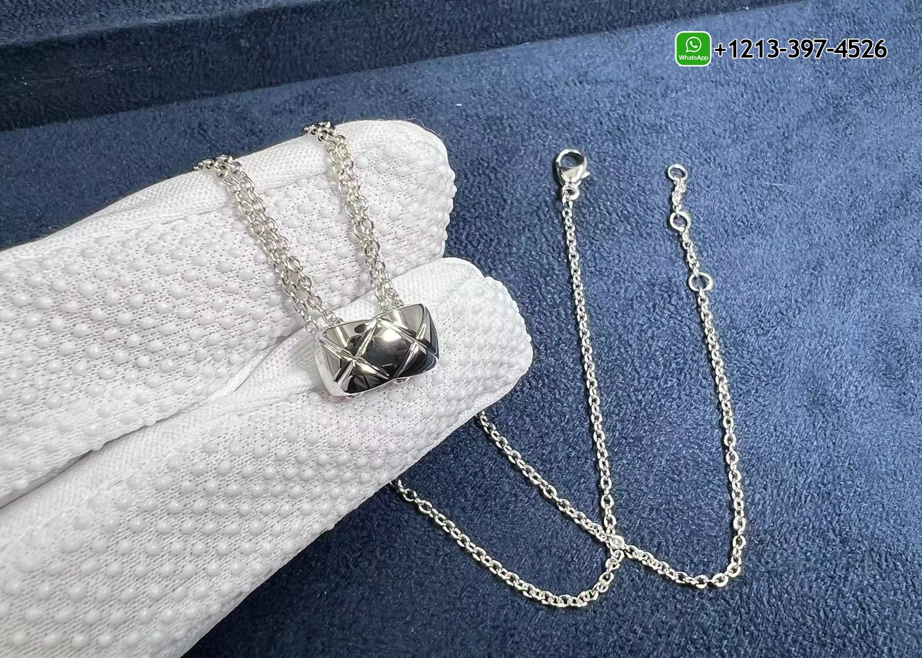 0ewp0tl0m5m Custom Made 1:1 Best Quality Chanel Coco Crush Necklace Quilted Motif 18k White Gold - High Quality 18k Gold and Diamond Luxury Distinctive Collection Designer Jewelry Customized Factory Price - Image 4