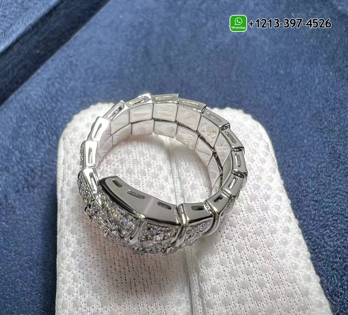 0hvddmmuzkz Custom Made Best Quality 1:1 Copy Bvlgari Serpenti Viper Two-Coil 18K White Gold Full Diamond Paved Snake Ring - High Quality 18k Gold and Diamond Luxury Distinctive Collection Designer Jewelry Customized Factory Price - Image 4