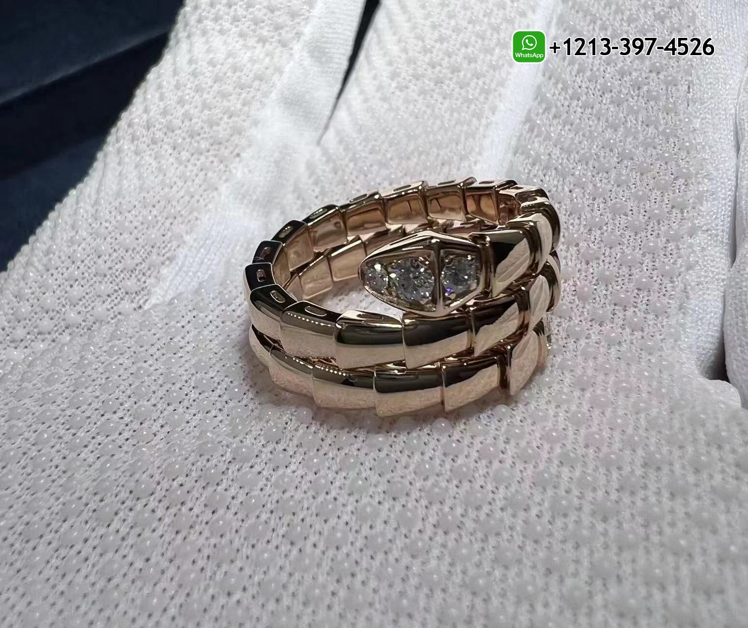 0j5zrjphfvn Best Sellers 1:1 Quality Cheap Custom Made Bvlgari Serpenti Viper 2-coil 18k Rose Gold Diamonds Wrap Ring - High Quality 18k Gold and Diamond Luxury Distinctive Collection Designer Jewelry Customized Factory Price - Image 5