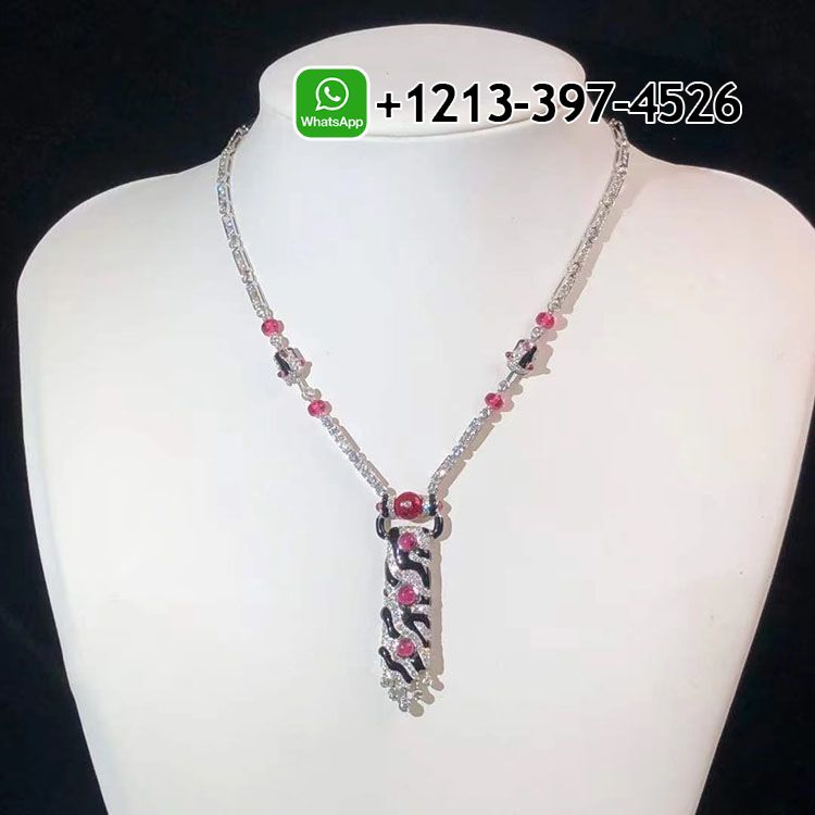 0p2133roxan Custom Made Best Quality 1:1 Cartier Beautés du Monde 18k White Gold 9.21ct Diamonds, Rubellites, Onyx High Jewelry Necklace - High Quality 18k Gold and Diamond Luxury Distinctive Collection Designer Jewelry Customized Factory Price - Image 8