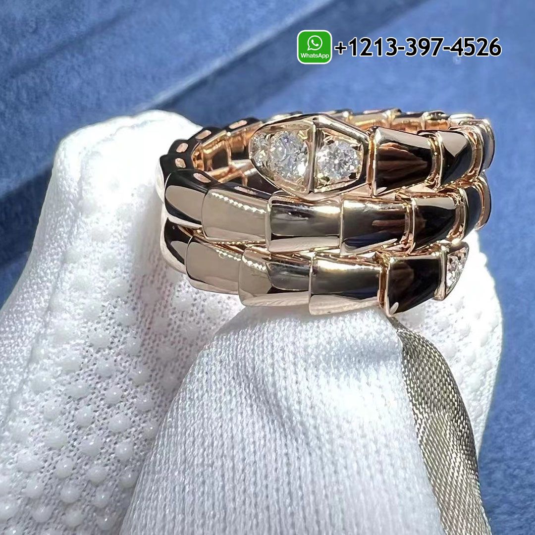 Best Sellers 1:1 Quality Cheap Custom Made Bvlgari Serpenti Viper 2-coil 18k Rose Gold Diamonds Wrap Ring - High Quality 18k Gold and Diamond Luxury Distinctive Collection Designer Jewelry Customized Factory Price 0qnjqgsfw3m