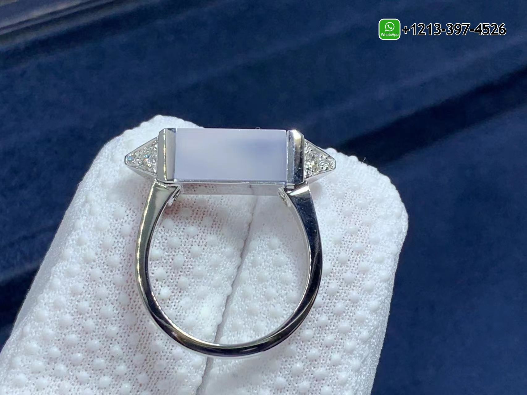 0rnbzk12mku Custom Made Best Quality 1:1 Cartier Les Berlingots de Cartier 18k White Gold Blue Chalcedony Diamond Ring - High Quality 18k Gold and Diamond Luxury Distinctive Collection Designer Jewelry Customized Factory Price - Image 2