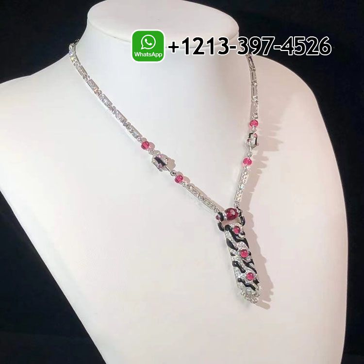 0vgv42wfa2k Custom Made Best Quality 1:1 Cartier Beautés du Monde 18k White Gold 9.21ct Diamonds, Rubellites, Onyx High Jewelry Necklace - High Quality 18k Gold and Diamond Luxury Distinctive Collection Designer Jewelry Customized Factory Price - Image 4