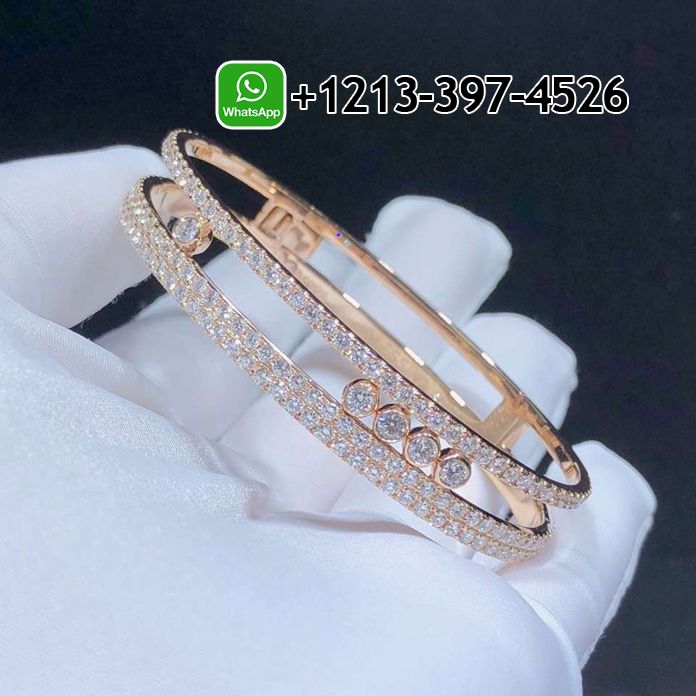 Custom Made Best Sellers Quality 1:1 Messika 18K Rose Gold Pave Diamond Move Romane Bangle Bracelet - High Quality 18k Gold and Diamond Luxury Distinctive Collection Designer Jewelry Customized Factory Price 0x1ou30cjqy
