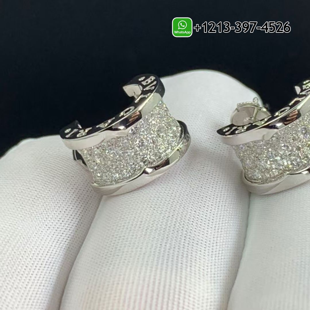 0xmjeake4ic Custom Made Best Sellers Quality 1:1 Bvlgari 18k White Gold Full Pave Diamond B.Zero1 Hoop Earrings - High Quality 18k Gold and Diamond Luxury Distinctive Collection Designer Jewelry Customized Factory Price - Image 4