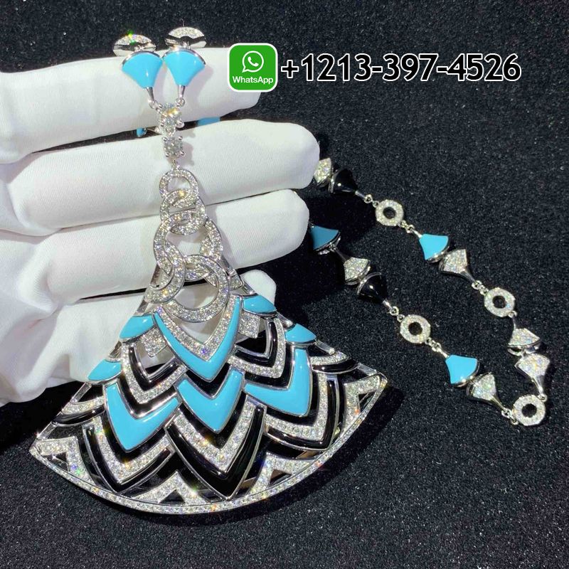 0zmefzxcyda Custom Made Best Sellers Quality 1:1 Bulgari Divas’ Dream Necklace White Gold in Turquoise with Onyx and Diamonds High Jewelry - High Quality 18k Gold and Diamond Luxury Distinctive Collection Designer Jewelry Customized Factory Price - Image 6