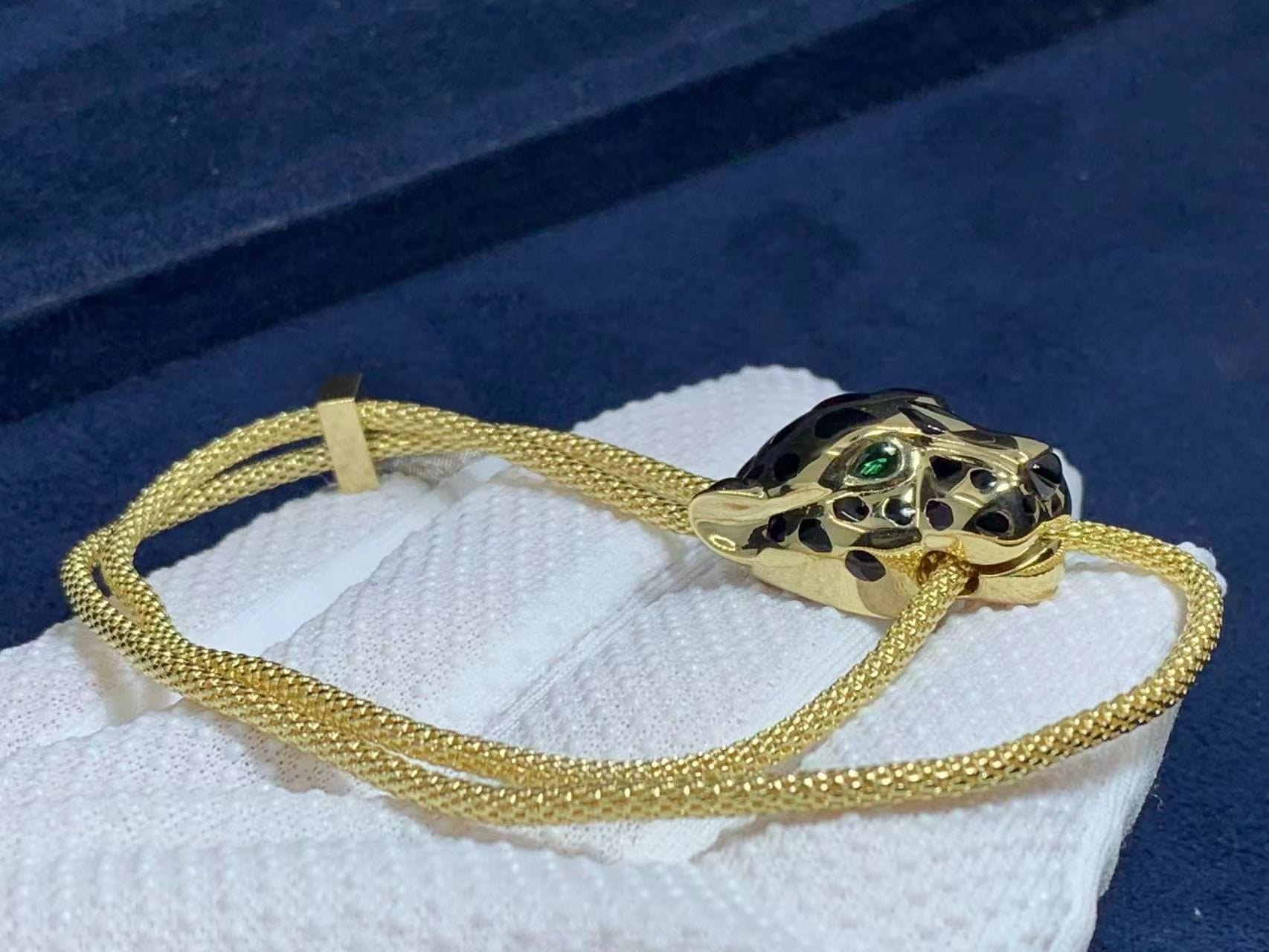 18k yellow gold 2 tsavorite garnets onyx panthere de cartier and diamond bracelet n6700517 8