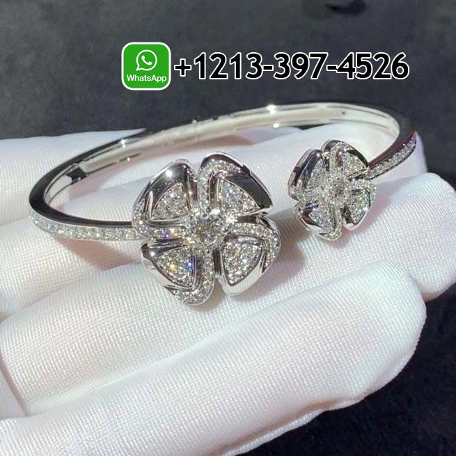 Custom Made Best Quality 1:1 Bvlgari Fiorever 18k White Gold Diamond Paved Flower Bracelet - High Quality 18k Gold and Diamond Luxury Distinctive Collection Designer Jewelry Customized Factory Price 1bwopb3tdyb
