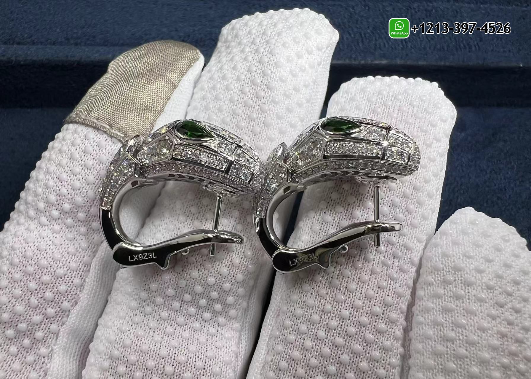 1c5si52casc Bvlgari Serpenti 18k White Gold Emerald Eyes and Pavé Diamonds Earrings 354702 - High Quality 18k Gold and Diamond Luxury Distinctive Collection Designer Jewelry Customized Factory Price - Image 6