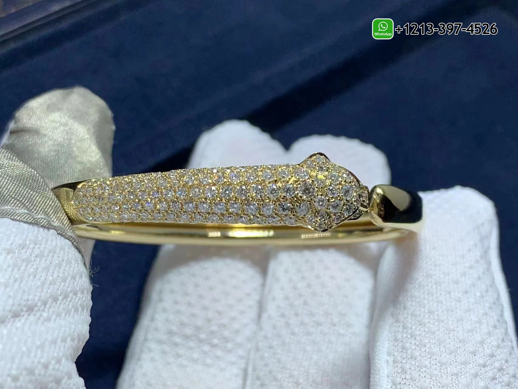 1cgwsncmcly Best Sellers 1:1 Quality Cheap Custom Made Cartier 18K Yellow Gold Diamond Emerald Onyx Small Model Panthere De Cartier Bracelet - High Quality 18k Gold and Diamond Luxury Distinctive Collection Designer Jewelry Customized Factory Price - Image 2