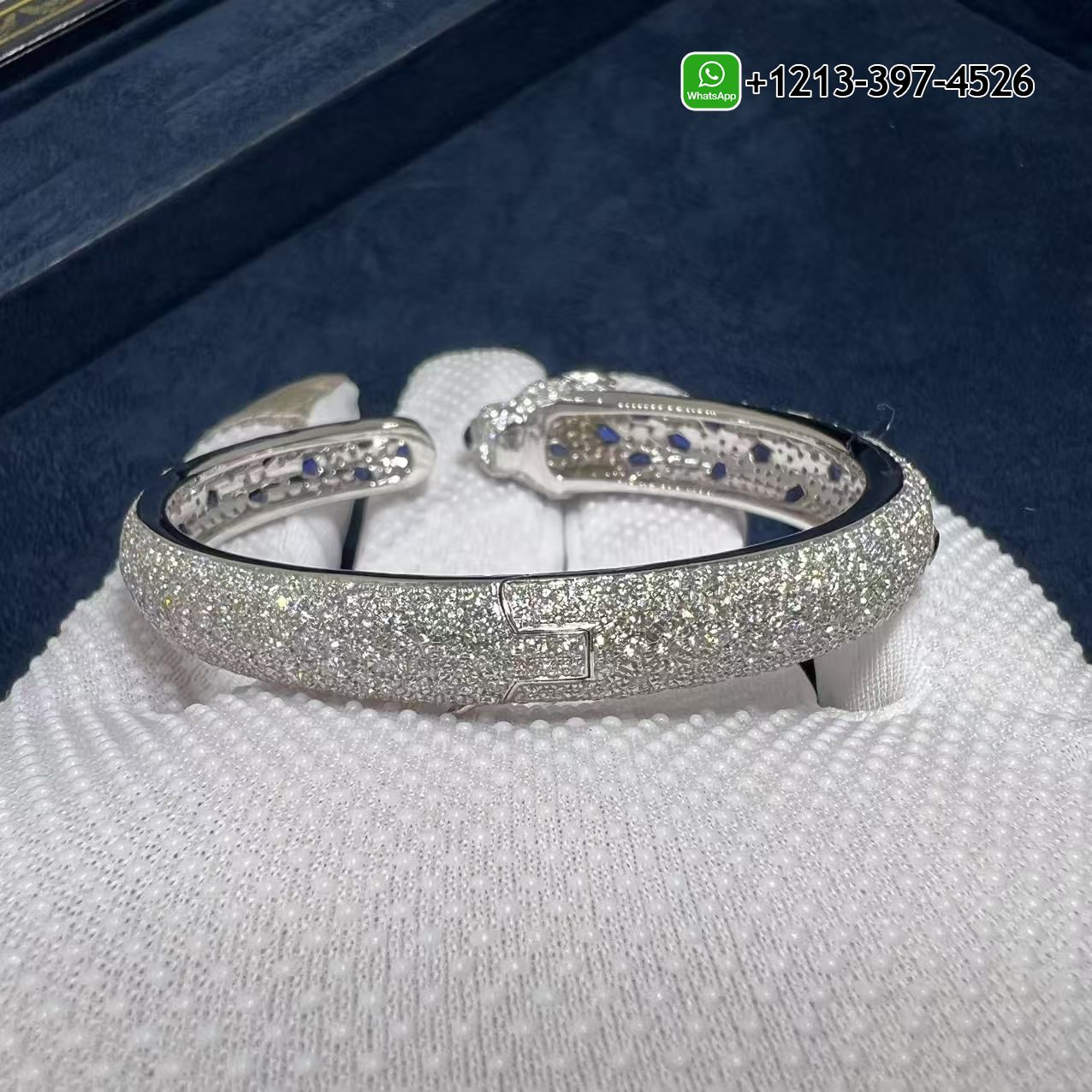 1cosvmcfmrn Best Sellers 1:1 Quality Cheap Custom Made Cartier 18k White Gold Full Pave Diamonds Sapphires Emerald Onyx Panthere de Cartier Bracelet - High Quality 18k Gold and Diamond Luxury Distinctive Collection Designer Jewelry Customized Factory Price - Image 6