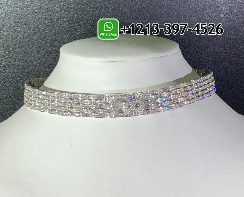 1dydk2fabsw Custom Made Best Sellers Quality 1:1 Cartier Full Pave Diamonds 18k White Gold 5-Row Agrafe High Jewellery Necklace - High Quality 18k Gold and Diamond Luxury Distinctive Collection Designer Jewelry Customized Factory Price - Image 6