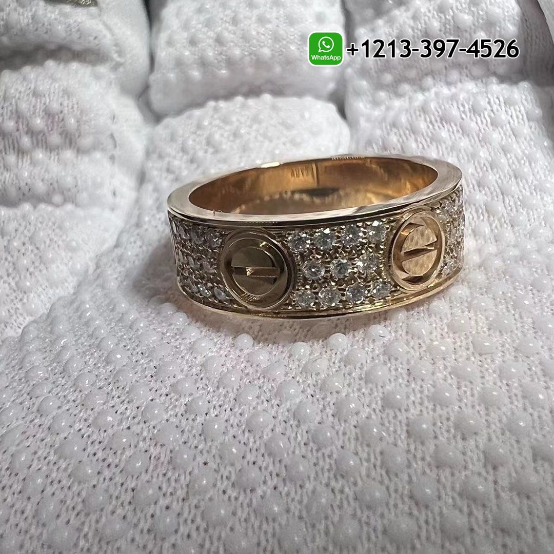 1:1 Best Quality Cheap Cartier Love 18K Rose Gold Full Diamond-Paved 6.5MM Band Ring Replica - High Quality 18k Gold and Diamond Luxury Distinctive Collection Designer Jewelry Customized Factory Price