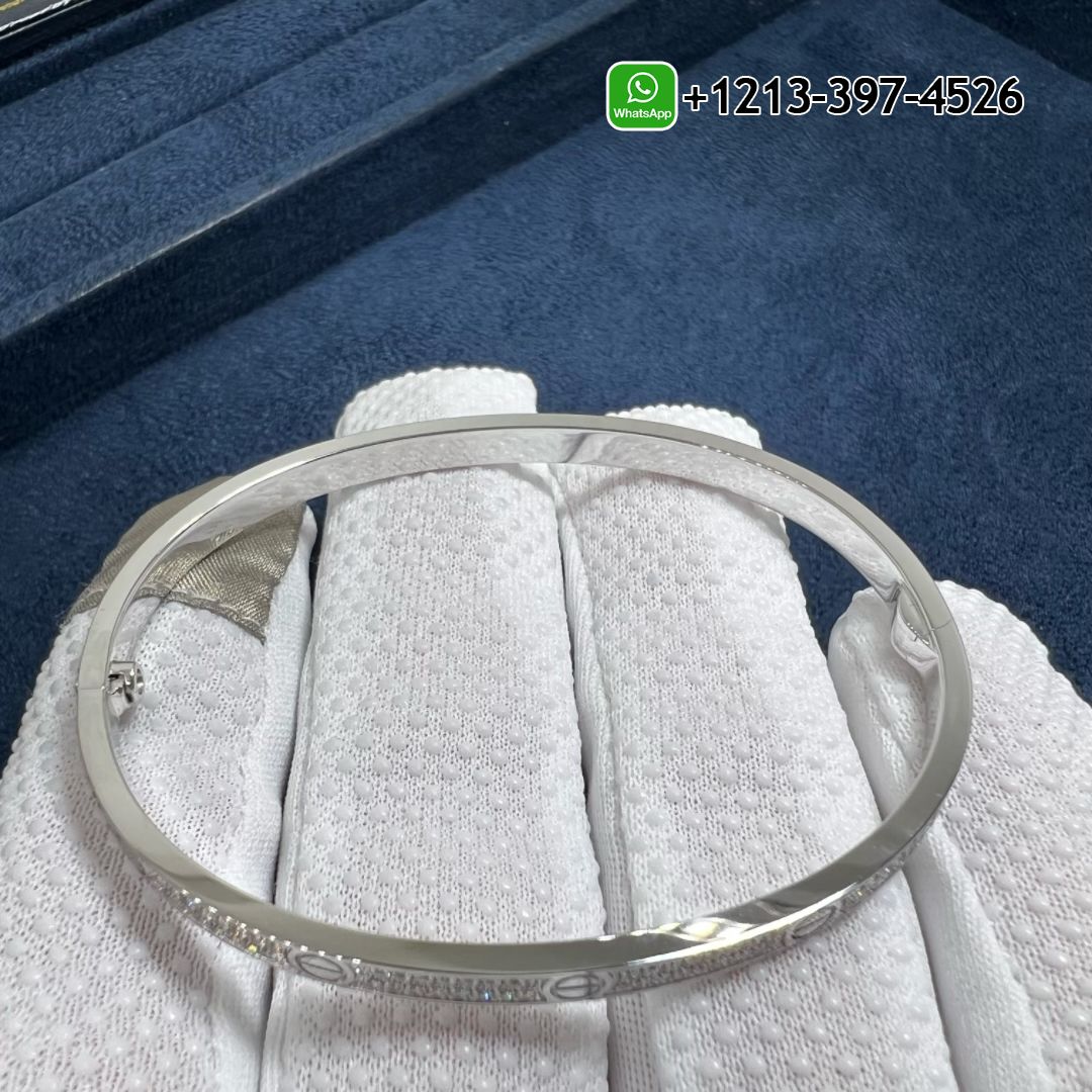 1i34welsbrh High-end sale Custom Made 1:1 Quality Cartier 18K White Gold Diamond Paved Small Model LOVE Bracelet - High Quality 18k Gold and Diamond Luxury Distinctive Collection Designer Jewelry Customized Factory Price - Image 2
