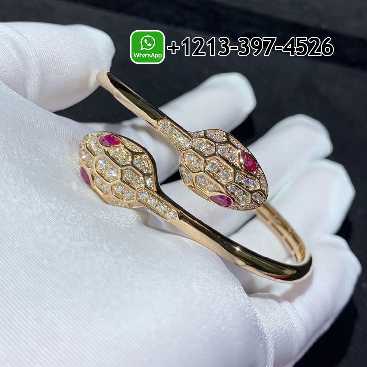 1kzl0jgd111 Custom Made Best Quality 1:1 Bulgari Serpenti 18 kt rose gold set with rubellite eyes and pavé diamonds bracelet - High Quality 18k Gold and Diamond Luxury Distinctive Collection Designer Jewelry Customized Factory Price - Image 6