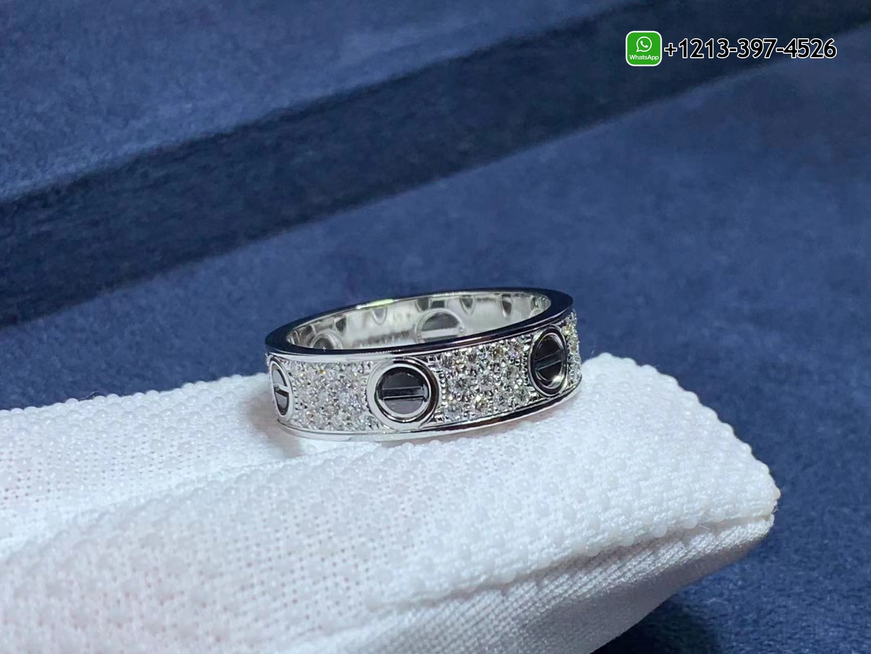 1mrirs5ziet Custom Made Best Quality 1:1 Cartier Love Diamond Paved Black Ceramic 18k White Gold 6.5MM Band Ring - High Quality 18k Gold and Diamond Luxury Distinctive Collection Designer Jewelry Customized Factory Price - Image 3