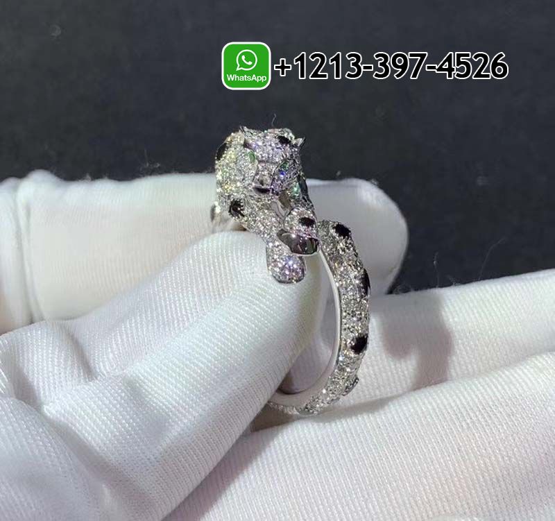 1nqbrq1mqfc Custom Made Best Quality 1:1 Cheap Cartier Panthere 18k White Gold Diamond Paved Onyx Ring - High Quality 18k Gold and Diamond Luxury Distinctive Collection Designer Jewelry Customized Factory Price - Image 7