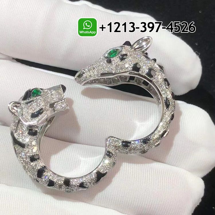 1pjxtlsbac2 Custom Made Best Quality 1:1 Indomptables de Cartier Tiger and Giraffe two-finger 18k White Gold Onyx Diamonds Ring - High Quality 18k Gold and Diamond Luxury Distinctive Collection Designer Jewelry Customized Factory Price - Image 7