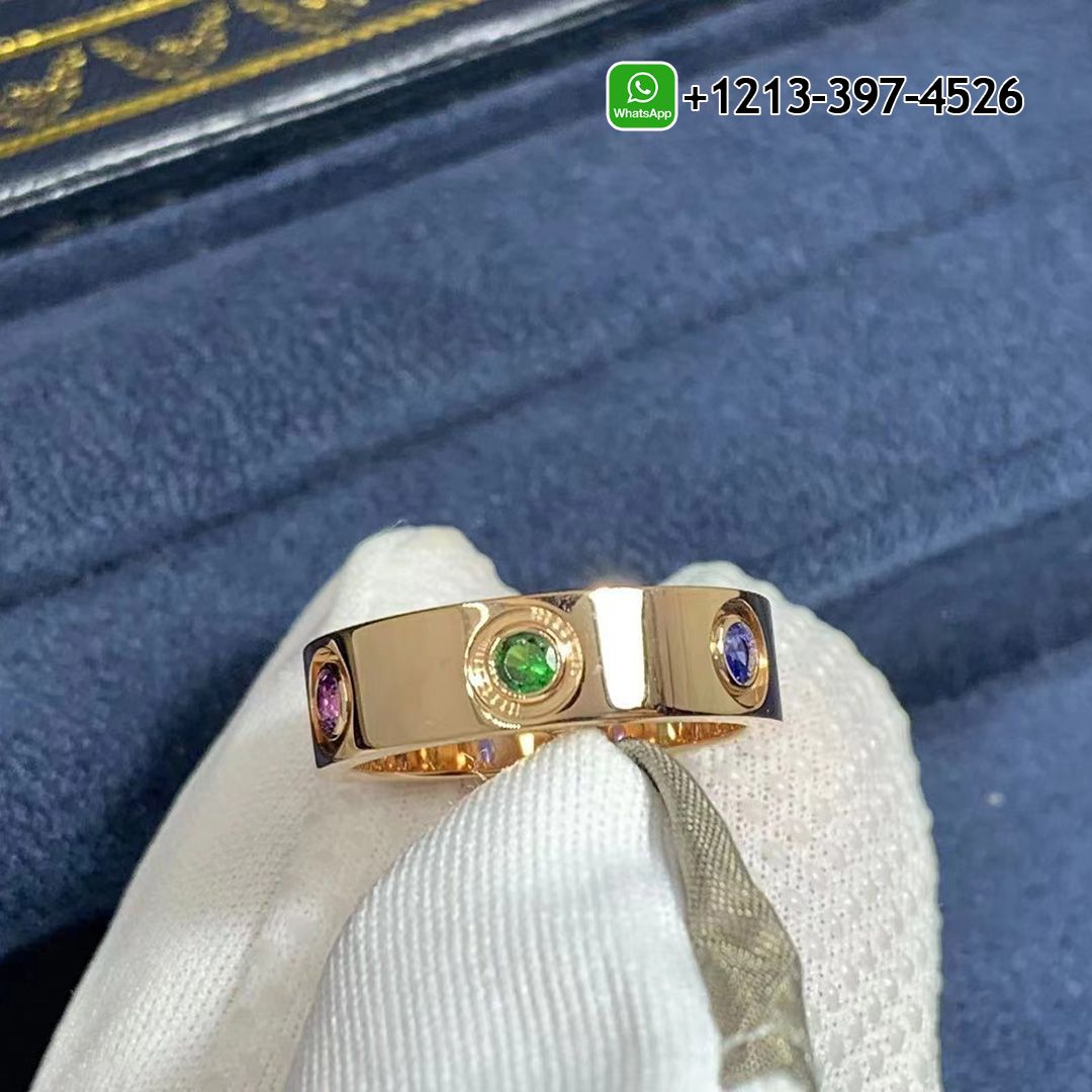 Custom Made Best Quality 1:1 Cartier 18K Rose Gold with Sapphire,Garnet, Amethyst Love Ring - High Quality 18k Gold and Diamond Luxury Distinctive Collection Designer Jewelry Customized Factory Price