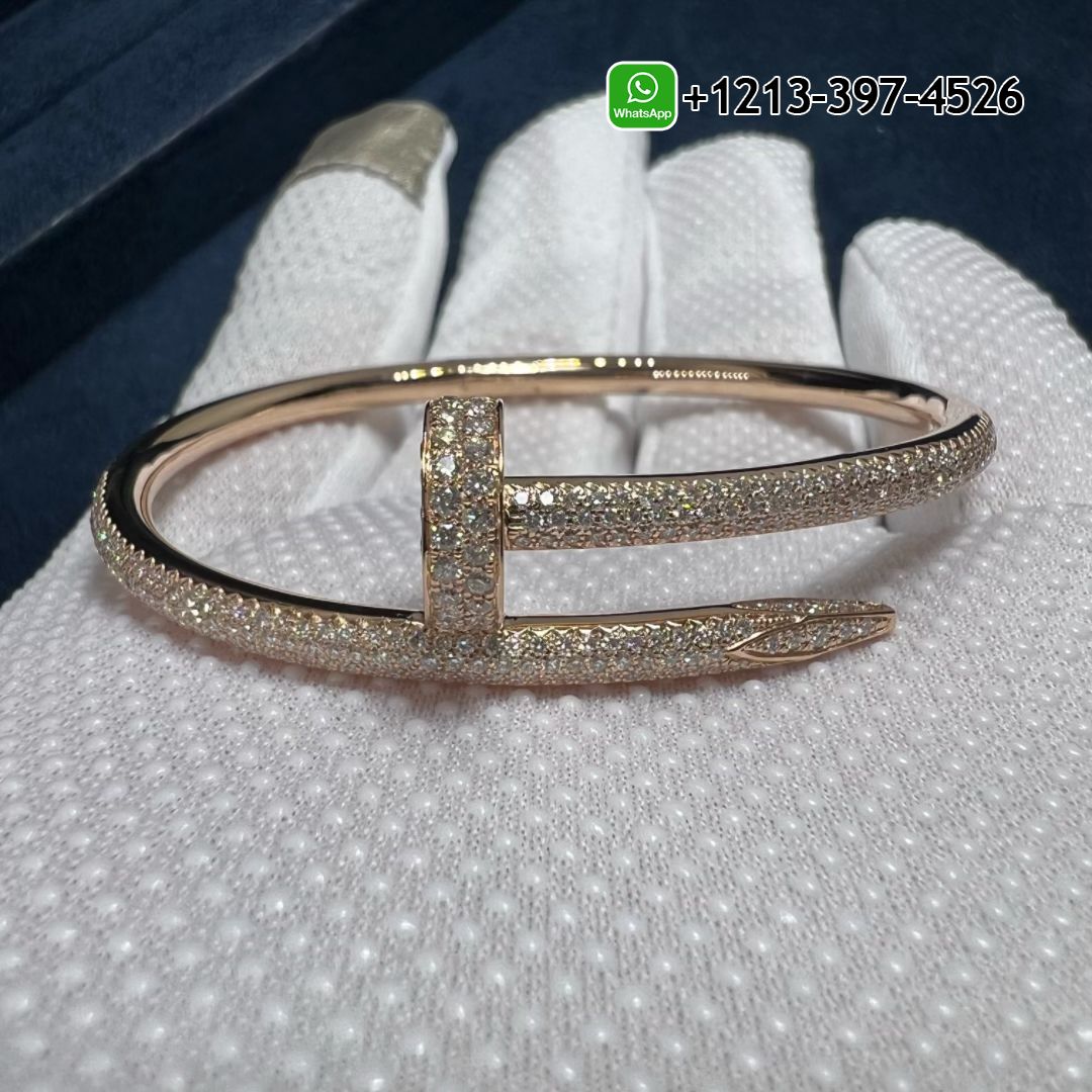 1xt502tgahx Custom Made Cheap 1:1 High Quality Cartier Juste un Clou 18k Rose Gold Pave Diamond Classic Nail Bracelet - High Quality 18k Gold and Diamond Luxury Distinctive Collection Designer Jewelry Customized Factory Price - Image 5