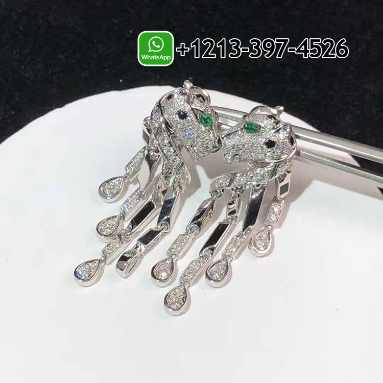 22ombnqfr30 Custom Made Best Quality 1:1 Cartier 18k White Gold Diamond & Onyx Panthere de Cartier Earrings - High Quality 18k Gold and Diamond Luxury Distinctive Collection Designer Jewelry Customized Factory Price - Image 2