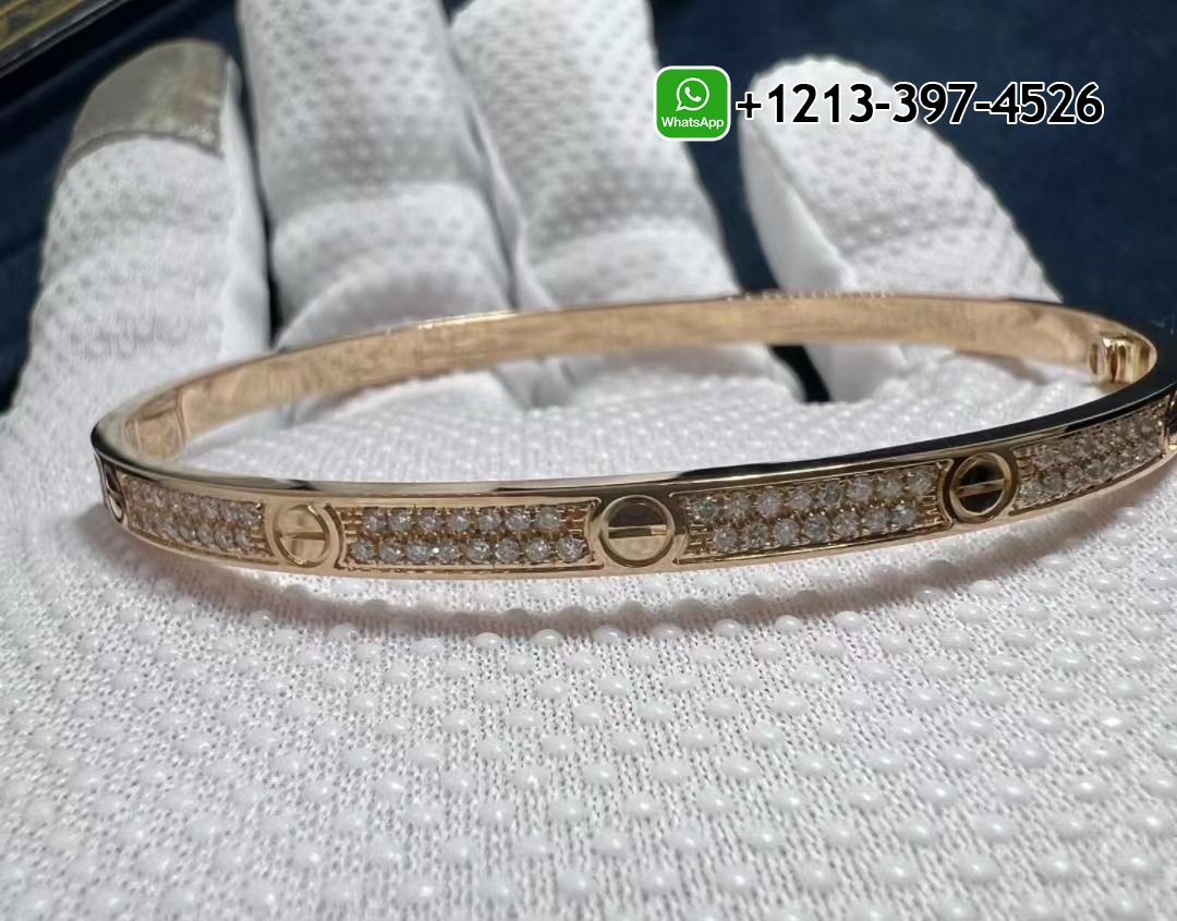 2bmseqvesdk Custom Made Top Quality Cartier 18K Rose Gold Diamond Paved Small Model LOVE Bracelet - High Quality 18k Gold and Diamond Luxury Distinctive Collection Designer Jewelry Customized Factory Price - Image 5