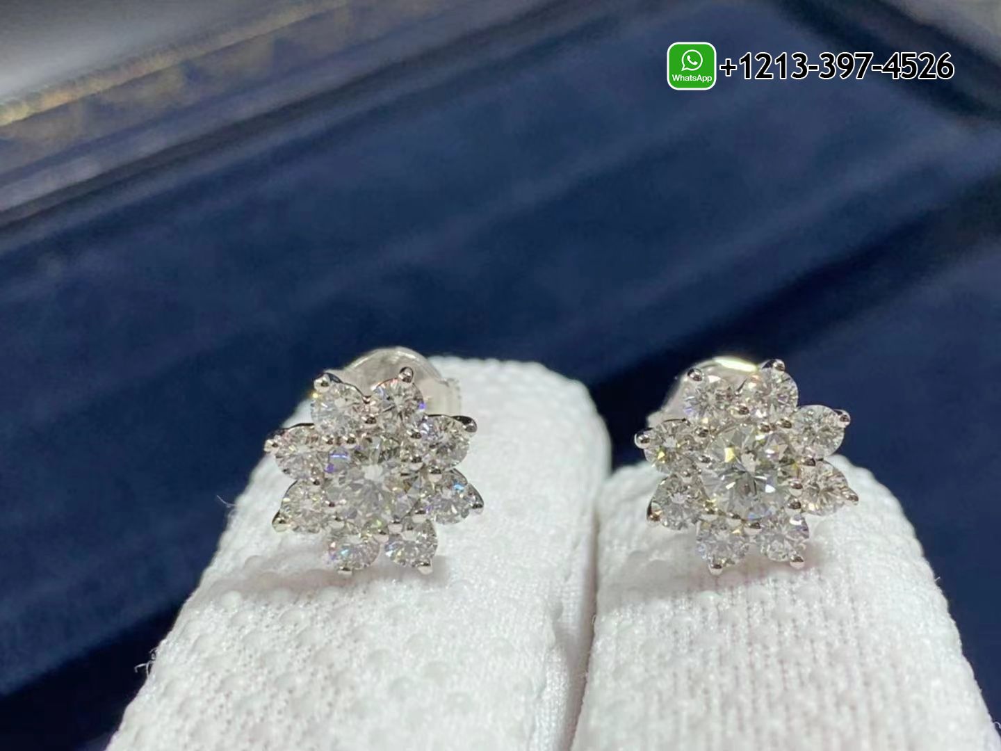 2deu0vkldck Custom Made Best Quality 1:1 Cheap Harry Winston Sunflower 18K White Gold Round Brilliant Diamond Earrings - High Quality 18k Gold and Diamond Luxury Distinctive Collection Designer Jewelry Customized Factory Price - Image 2