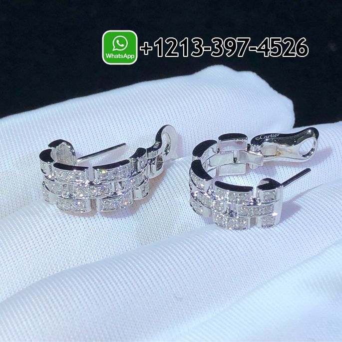2fgiuu5ydxh Custom Made Best Sellers Quality 1:1 Cartier 18k White Gold 3 Diamond-paved Rows Maillon Panthère Earrings - High Quality 18k Gold and Diamond Luxury Distinctive Collection Designer Jewelry Customized Factory Price - Image 2