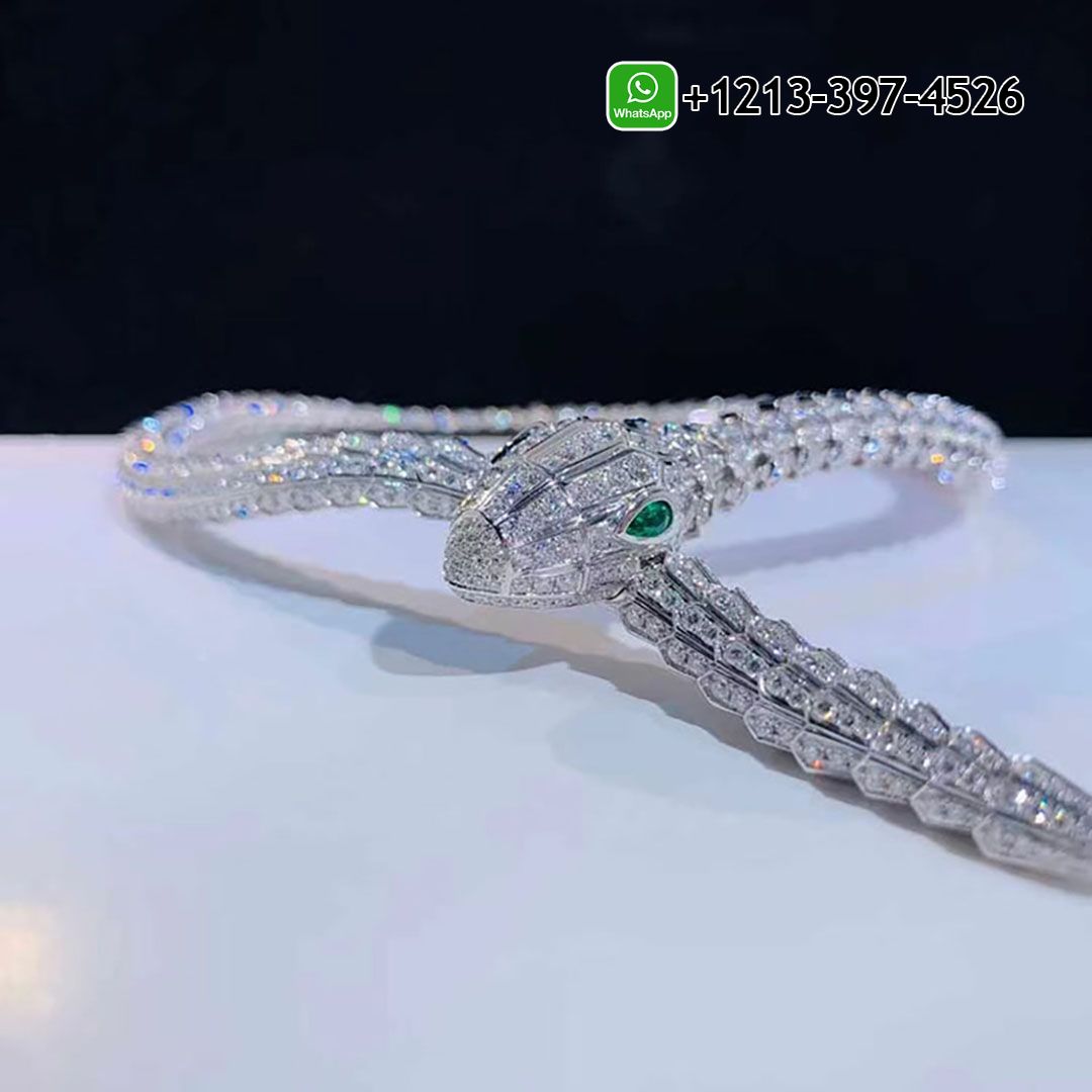 Best Sellers 1:1 Quality Cheap Custom Made Bulgari 18k White Gold Full Pavé Diamond High Jewelry Serpenti Necklace - High Quality 18k Gold and Diamond Luxury Distinctive Collection Designer Jewelry Customized Factory Price