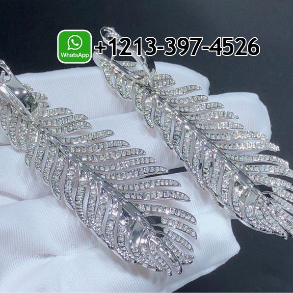 2ljdx2brruf Custom Made Best Sellers Quality 1:1 Copy Boucheron Plume de Paon 18k White Gold Pave Diamond Feather Pendant Earrings - High Quality 18k Gold and Diamond Luxury Distinctive Collection Designer Jewelry Customized Factory Price - Image 6