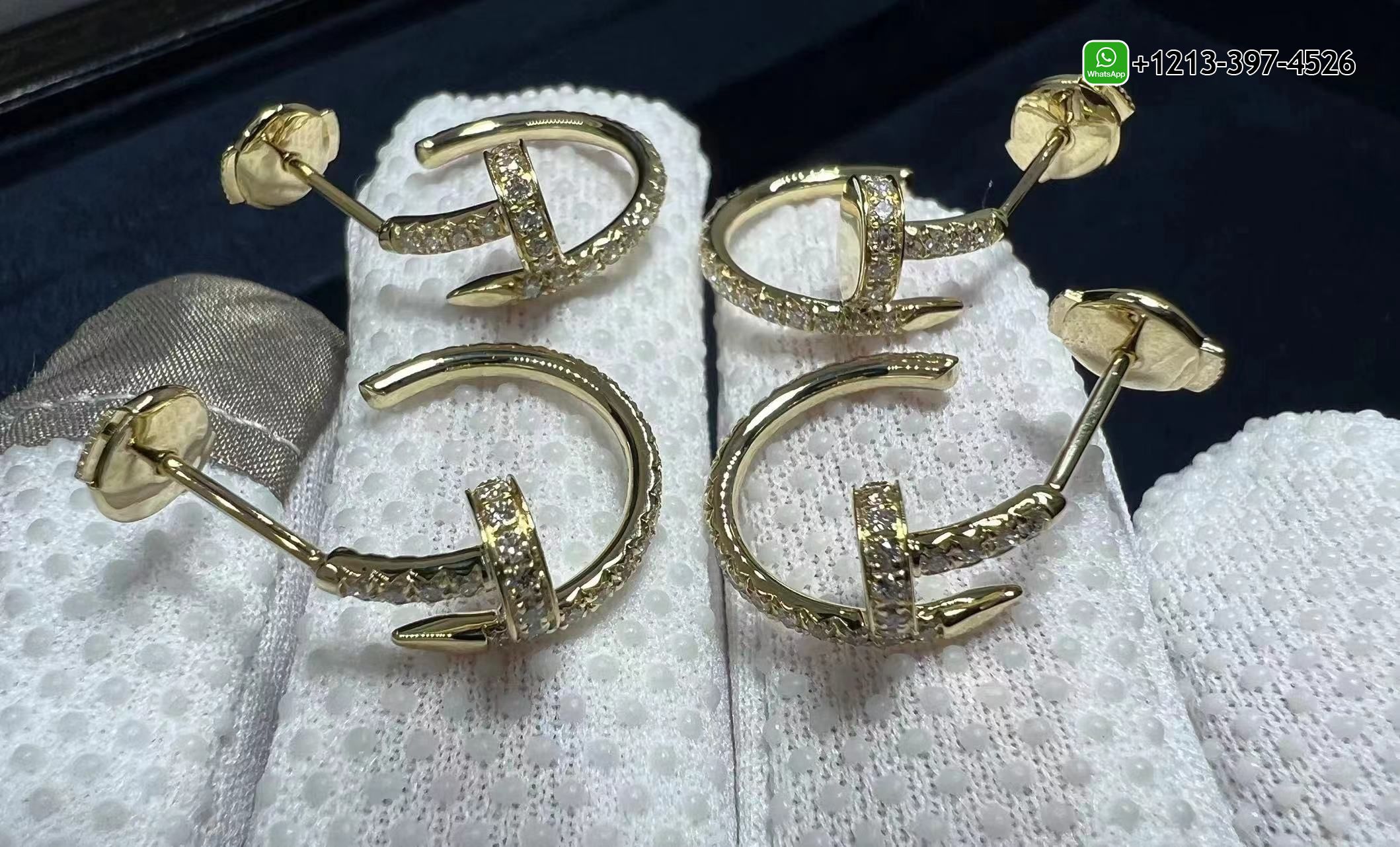 2mv4n1vbfir Custom Made Best Sellers Quality 1:1 Copy Cartier Juste un Clou 18k Yellow Gold Pave Diamond Nail Hoop Earrings - High Quality 18k Gold and Diamond Luxury Distinctive Collection Designer Jewelry Customized Factory Price - Image 7