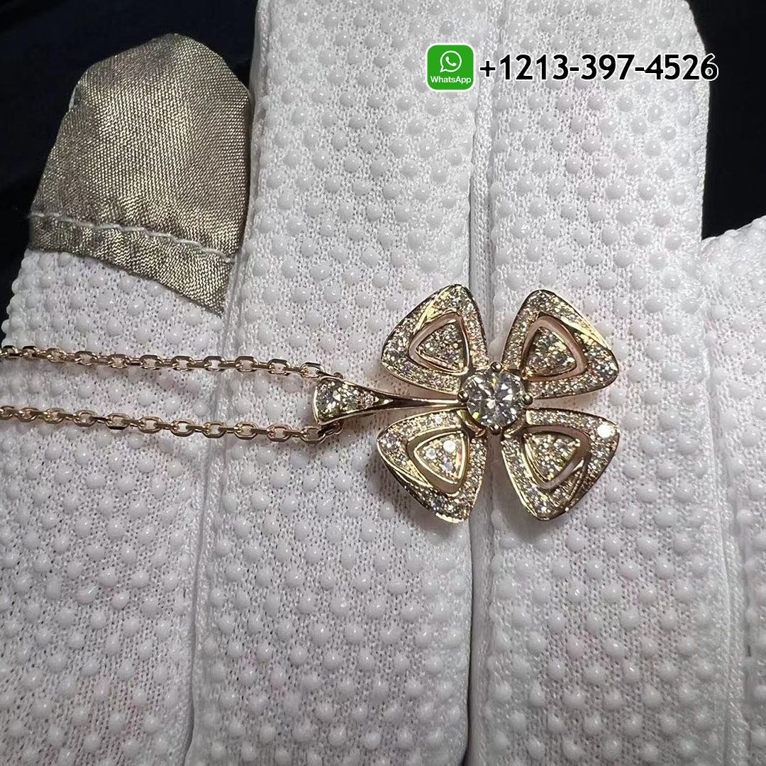 1:1 Best Quality Cheap Custom Made Bvlgari Fiorever 18k Rose Gold Central Diamond Pendant Necklace - High Quality 18k Gold and Diamond Luxury Distinctive Collection Designer Jewelry Customized Factory Price