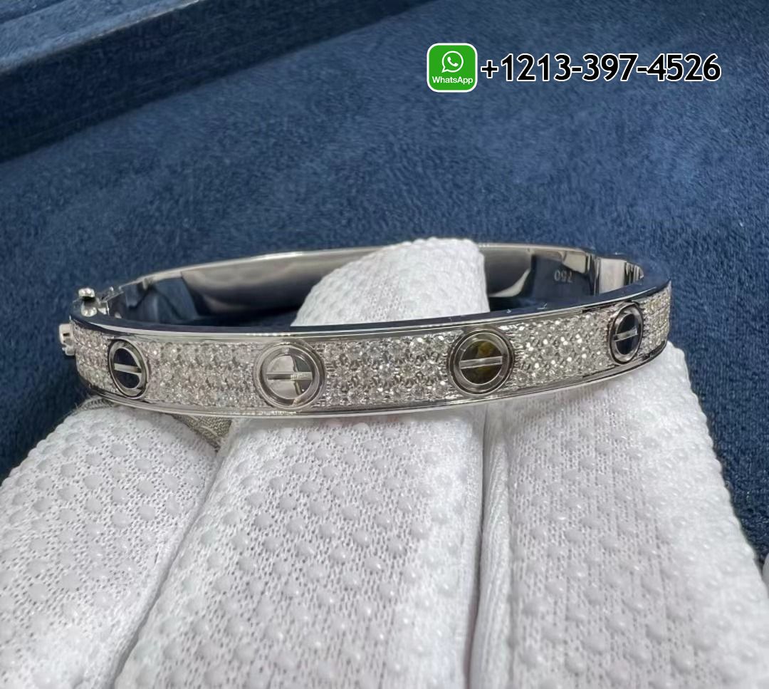 2vv4x5wgyvb Custom Made Cartier Love Pave Diamond Bracelet 18k White Gold - High Quality 18k Gold and Diamond Luxury Distinctive Collection Designer Jewelry Customized Factory Price - Image 7