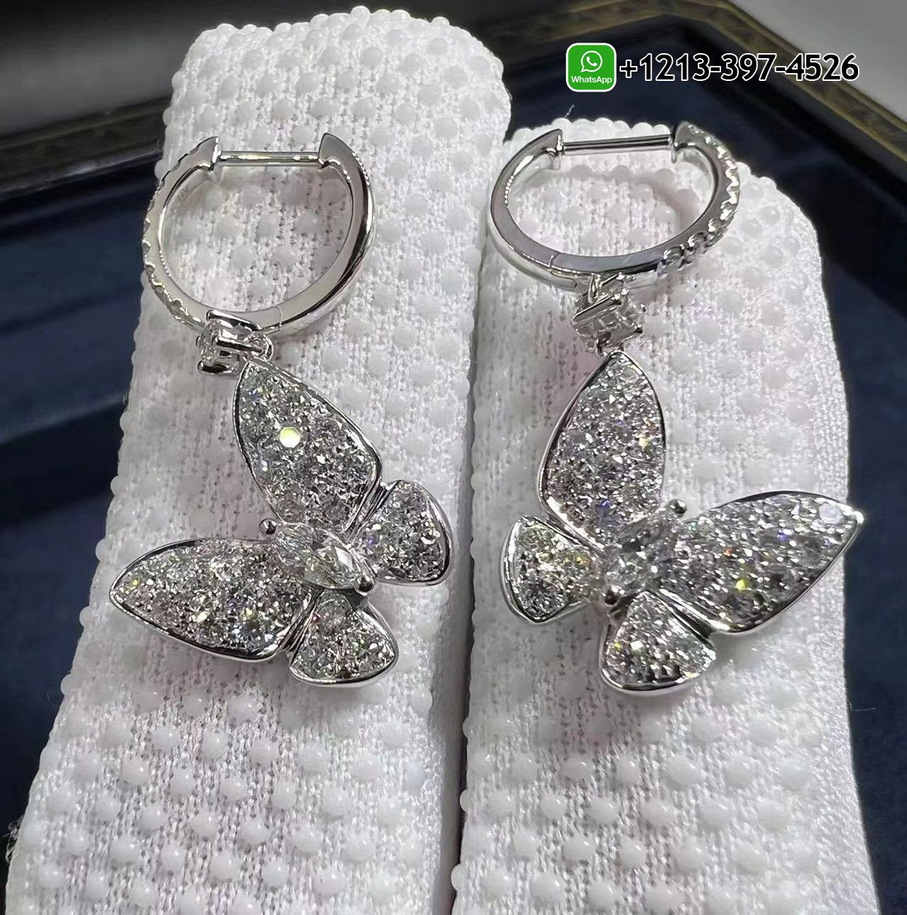 2x02lrbxuma Custom Made Best Sellers Quality 1:1 Copy Graff Pavé Butterfly 18K White Gold Diamond Drop Earrings - High Quality 18k Gold and Diamond Luxury Distinctive Collection Designer Jewelry Customized Factory Price - Image 2