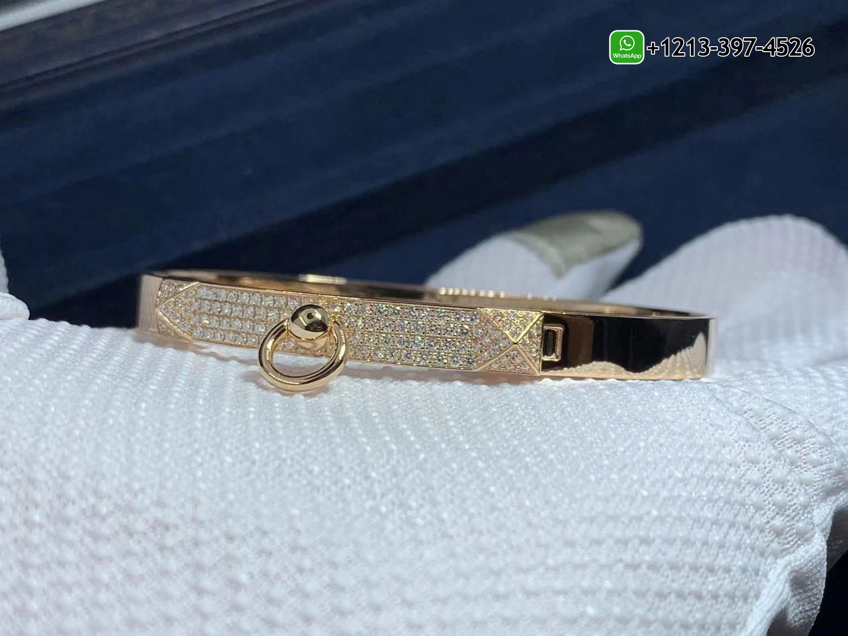 2xf15smlkrq Custom Made Best Quality 1:1 Cheap Hermes 18k Rose Gold Collier de Chien CDC Diamond Bracelet - High Quality 18k Gold and Diamond Luxury Distinctive Collection Designer Jewelry Customized Factory Price - Image 5