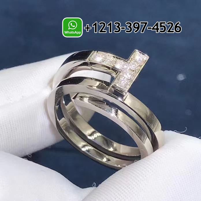 Custom Made Best Sellers Quality 1:1 Tiffany T 18k White Gold Diamond Square Wrap Ring - High Quality 18k Gold and Diamond Luxury Distinctive Collection Designer Jewelry Customized Factory Price 2yrycimcbgz