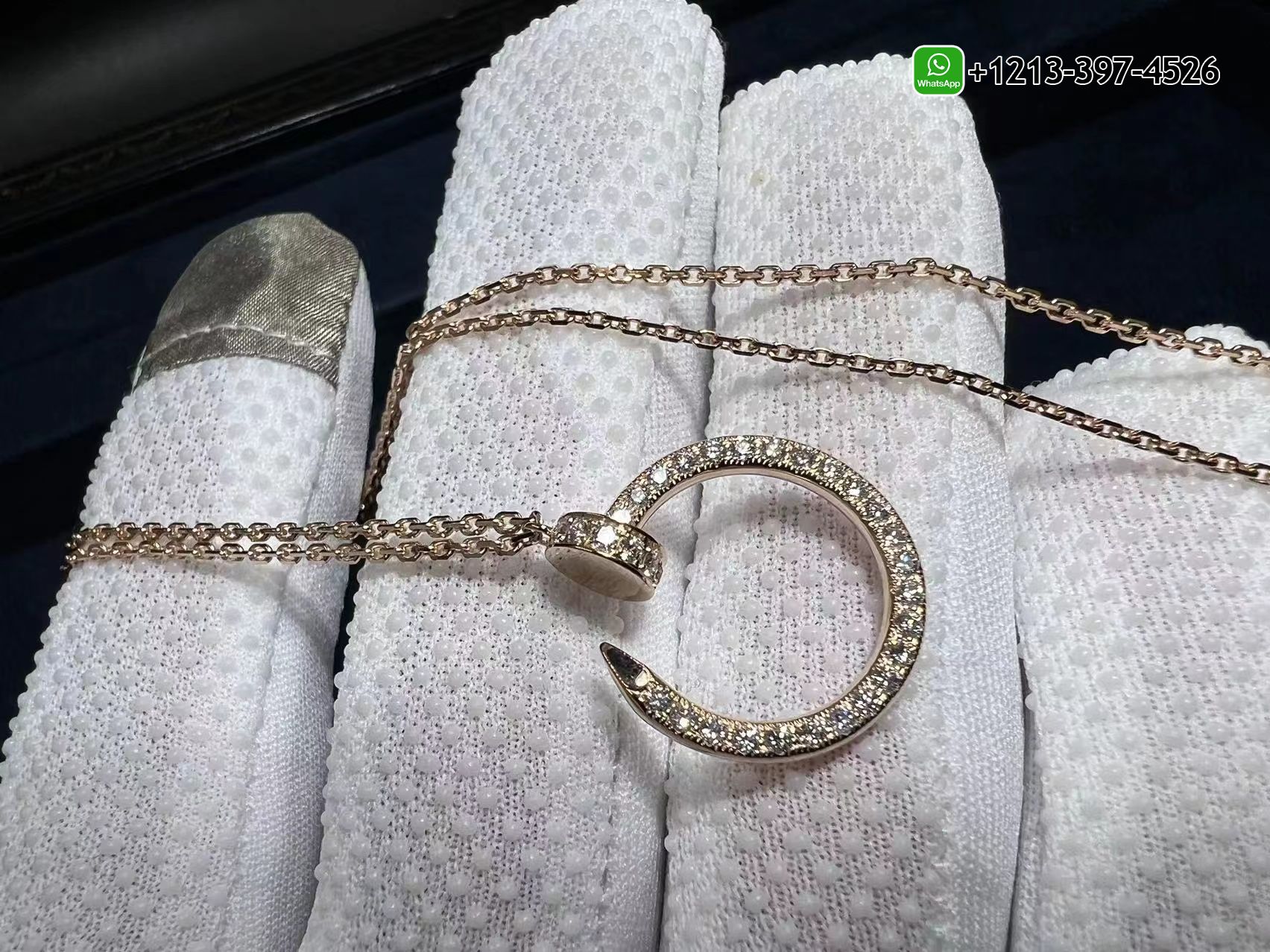 2zjzhsdif0j Custom Made Best Sellers Quality 1:1 Copy Cartier 18k Rose Gold Pave Diamond Juste Un Clou Nail Pendant Necklace - High Quality 18k Gold and Diamond Luxury Distinctive Collection Designer Jewelry Customized Factory Price - Image 3