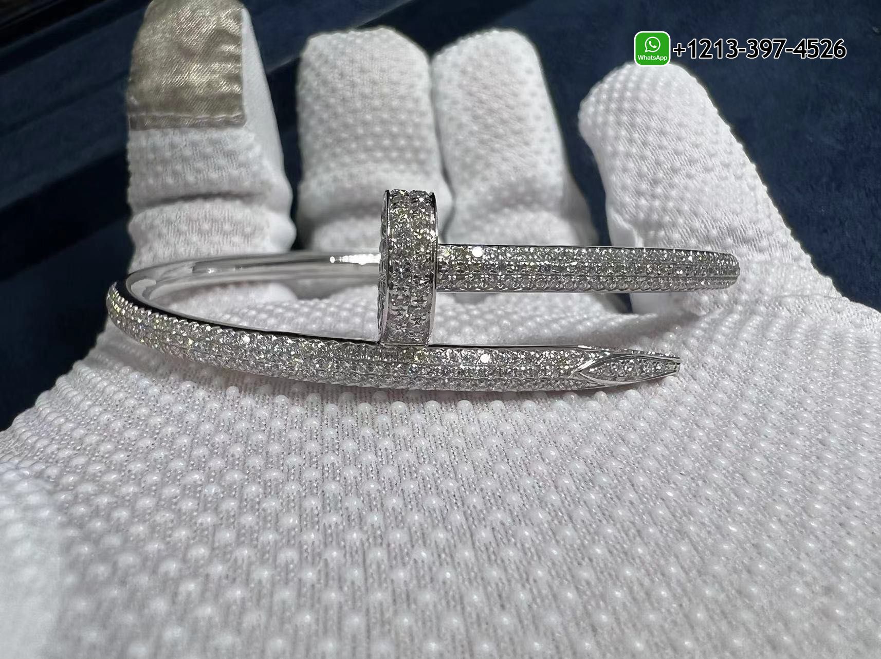 2zmyczyryt4 Replica Cartier Juste Un Clou Diamond Paved 18k White Gold Classic Bracelet - High Quality 18k Gold and Diamond Luxury Distinctive Collection Designer Jewelry Customized Factory Price - Image 5