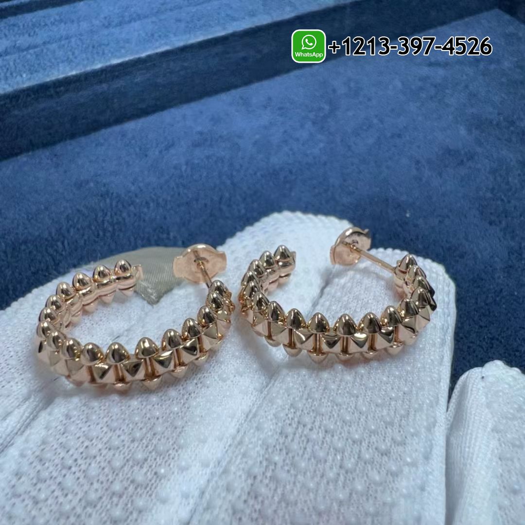 2zrveilackj Best Sellers 1:1 Quality Cheap Custom Made Cartier Solid 18k Rose Gold Small Clash de Cartier Hoop Earrings Replica - High Quality 18k Gold and Diamond Luxury Distinctive Collection Designer Jewelry Customized Factory Price - Image 2